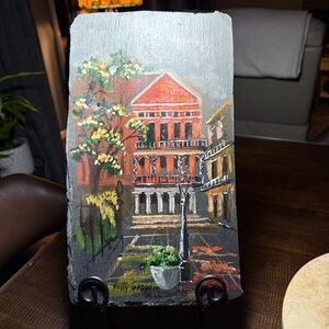 New Orleans French Quarter Artist  Signed Original Painting On Slate 14”x8.5”